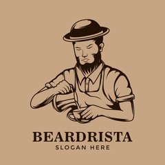 Barista coffee mixer logo template