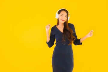 Portrait beautiful young asian woman with headphone
