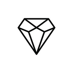 Diamond Icon Best Vector Emblem Isolated Illustration , Gold Luxury Woman Fashion , Outline Solid Background White