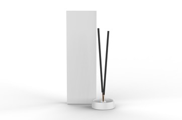 Blank Packaging Incense Stick Paper Box For Branding, 3d render illustration.