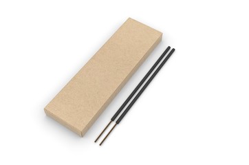 Blank Packaging Incense Stick Paper Box For Branding, 3d render illustration.