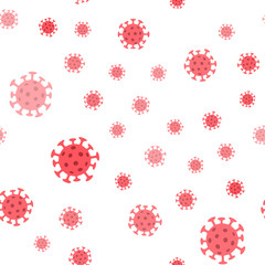 Coronavirus bacteria seamless pattern. Pandemic virus design texture background.