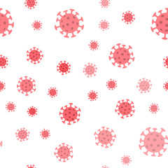 Coronavirus bacteria seamless pattern. Pandemic virus design texture background.
