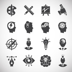 Creativity and inspiration related icons set on background for graphic and web design. Creative illustration concept symbol for web or mobile app