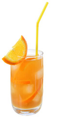 Cocktail with orange juice and ice cubes isolated