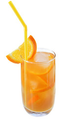 Cocktail with orange juice and ice cubes isolated