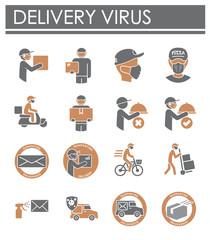 Contactless delivery related icons set on background for graphic and web design. Creative illustration concept symbol for web or mobile app