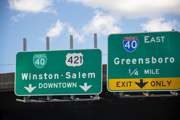 Winston-Salem and Greensboro, NC, Highway Signs