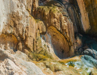 Close up of the Petrified Hierve el agua waterfalls in Oaxaca