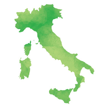 世界地図　イタリア　水彩風