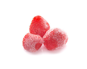 frozen strawberries an isolated on white background