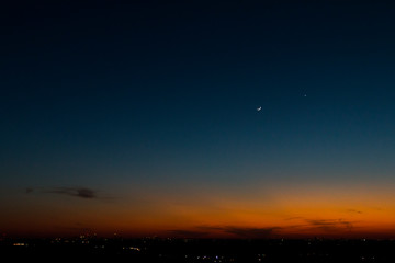 sunset with venus and moon