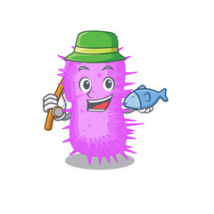 Cartoon design concept of acinetobacter baumannii while fishing