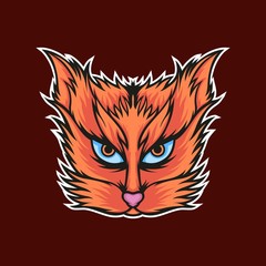 long hairs cat mascot logo