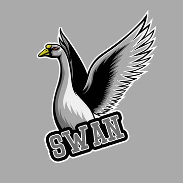 white swan mascot logo. swan e sports logo