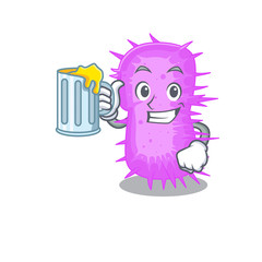 A cartoon concept of acinetobacter baumannii rise up a glass of beer