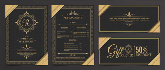 Menu Layout with Ornamental Elements.	