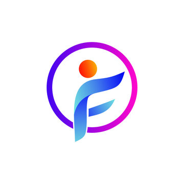 recommend clip art: Letter f with human abstract shape logo