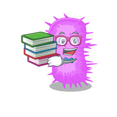 A diligent student in acinetobacter baumannii mascot design concept with books