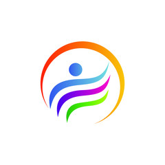 Letter e abstract with human shape logo