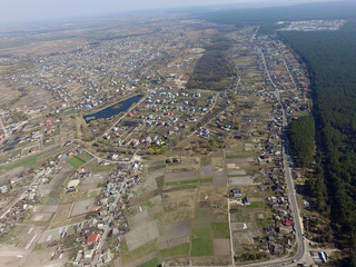 Aerial view of the saburb landscape (drone image).Near Kiev,Ukraine