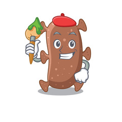 A creative actinomyces israelii artist mascot design style paint with a brush
