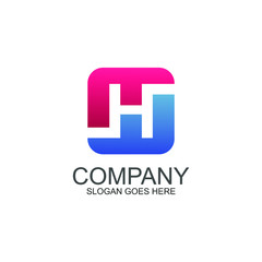 Letter h in square logo design