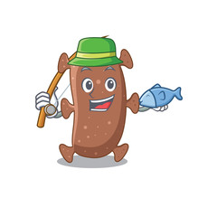 Cartoon design concept of actinomyces israelii while fishing