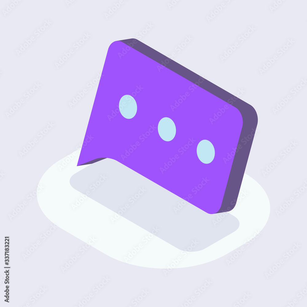 Poster chat message rectangle isometric icon with modern flat style color