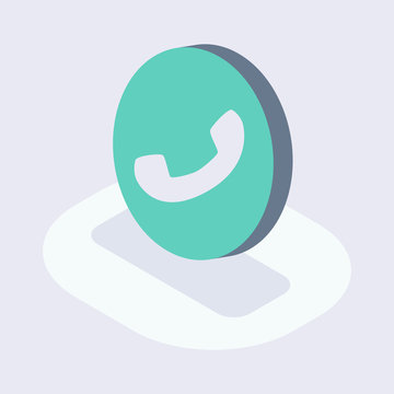 phone call circle isometric icon with modern flat style color