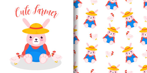 cute  animal baby rabbit theme seamless pattern for printing