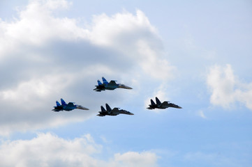 The military fighter on airshow