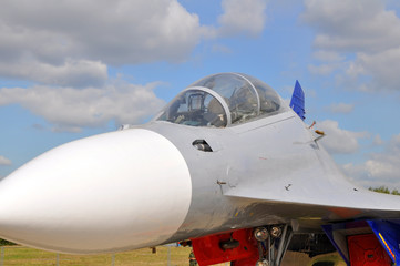 The military fighter on airshow