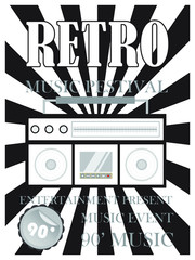 Music retro vintage poster, design for background, vector illustration