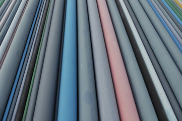 Pastel colored pipes lined up