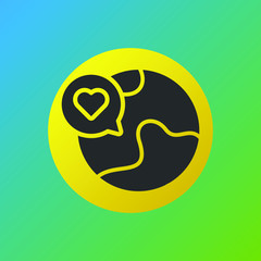 earth needs love filled icon on gradient background