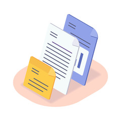 file document type isometric icon with modern flat style color