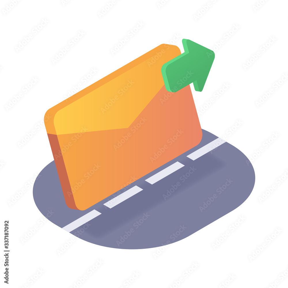 Poster forward email icon envelope isometric icon with modern flat style color