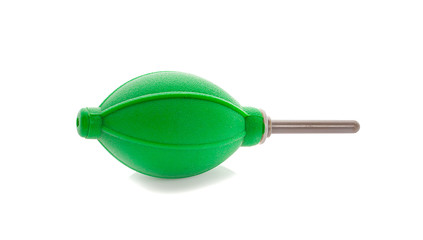 Silicone blower or rubber air pump fan vacuum cleaner for camera and lens an isolated on white...