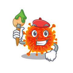 A creative riboviria artist mascot design style paint with a brush
