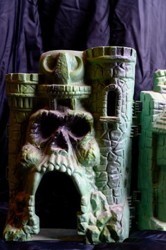 Tiffin, Iowa, USA  - 4/2019: 1980's toy action figure accessory He-Man Castle Greyskull by Mattel
