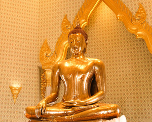 Back side of Golden buddha statue in Temple of the Golden Buddha in Bangkok, Thailand
