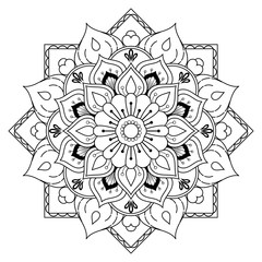 Circle flower of mandala with vintage floral style, Vector mandala Oriental pattern, Hand drawn decorative element. Unique design with petal flower. Concept relax and meditation use for page logo book