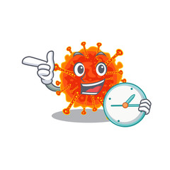 Riboviria mascot design concept smiling with clock