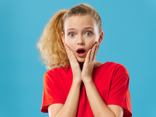 portrait of a surprised young woman