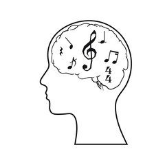 Vector illustration of man and thinking with music