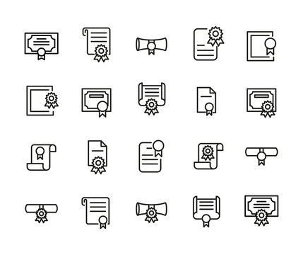 Simple Set Of Diploma Icons In Trendy Line Style