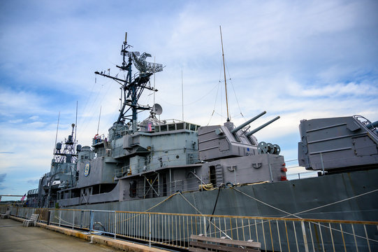 Liberty Point Naval and Maritime Museum, Charleston, South Carolina, USA - 10/2019: USS Laffey, known as "The Ship That Would Not Die"