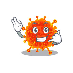 Cartoon design of riboviria with call me funny gesture