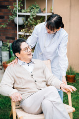 Asian aged man and doctors